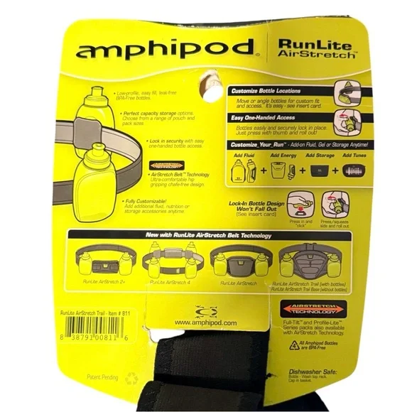 Amphipod Hydration Belt RunLite Air Stretch Trail Adjustable Belt Bottles NEW - Picture 12 of 13